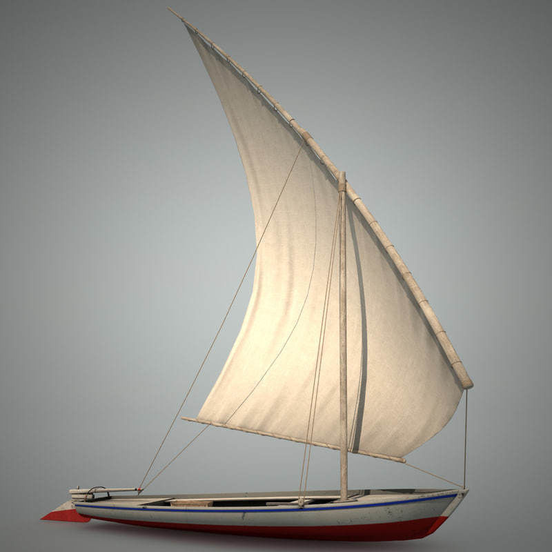 Felucca Sail Boat 3D model_1