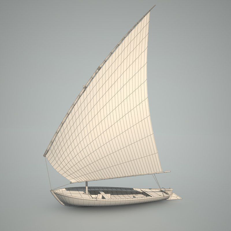 Felucca Sail Boat 3D model_8