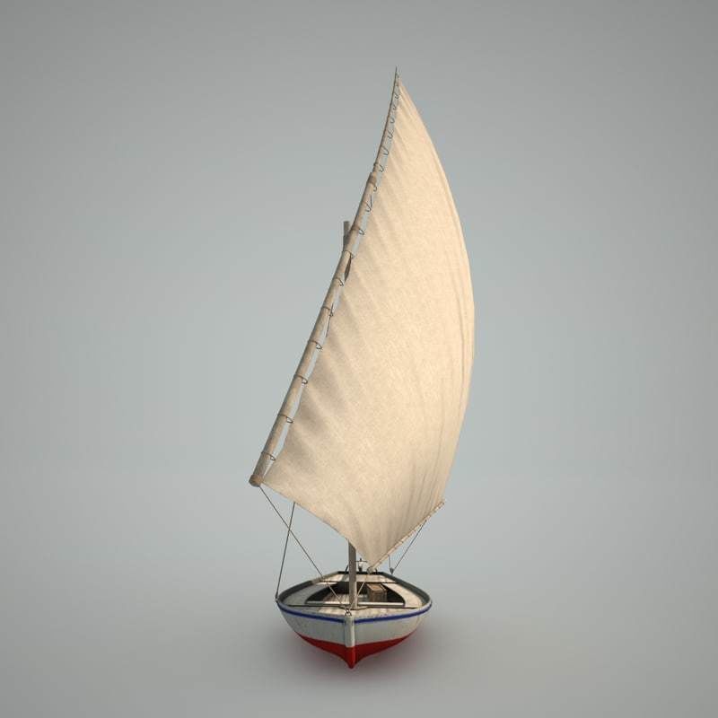 Felucca Sail Boat 3D model_6
