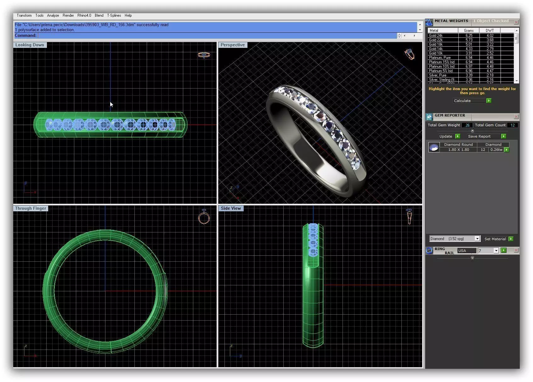 Silver Ring With Diamonds 11 3D print model_0