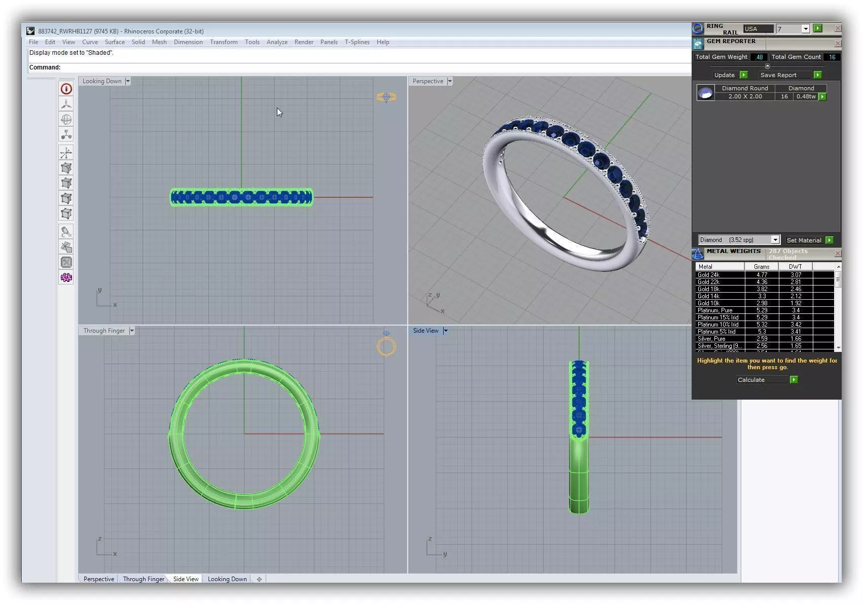 Silver Ring With Sapphire 2 3D print model_0