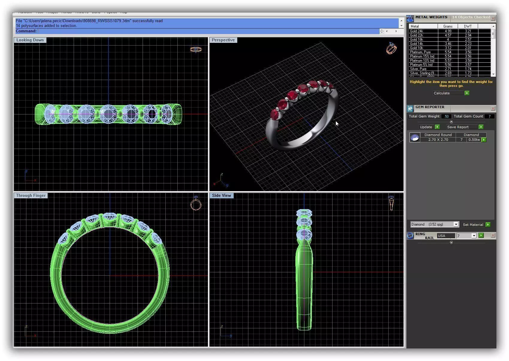Silver Ring With Ruby 14 3D print model_0