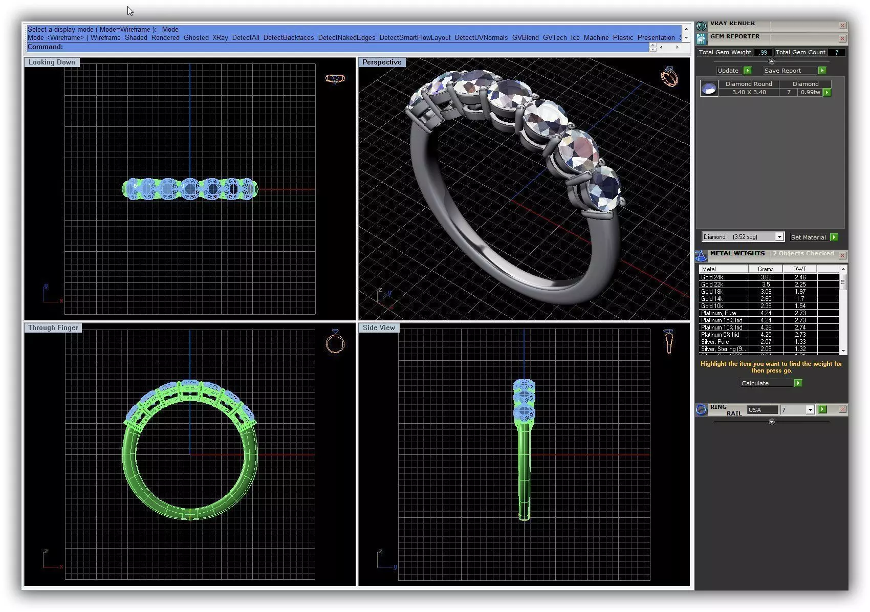 Silver Ring With Diamonds 19 3D print model_0