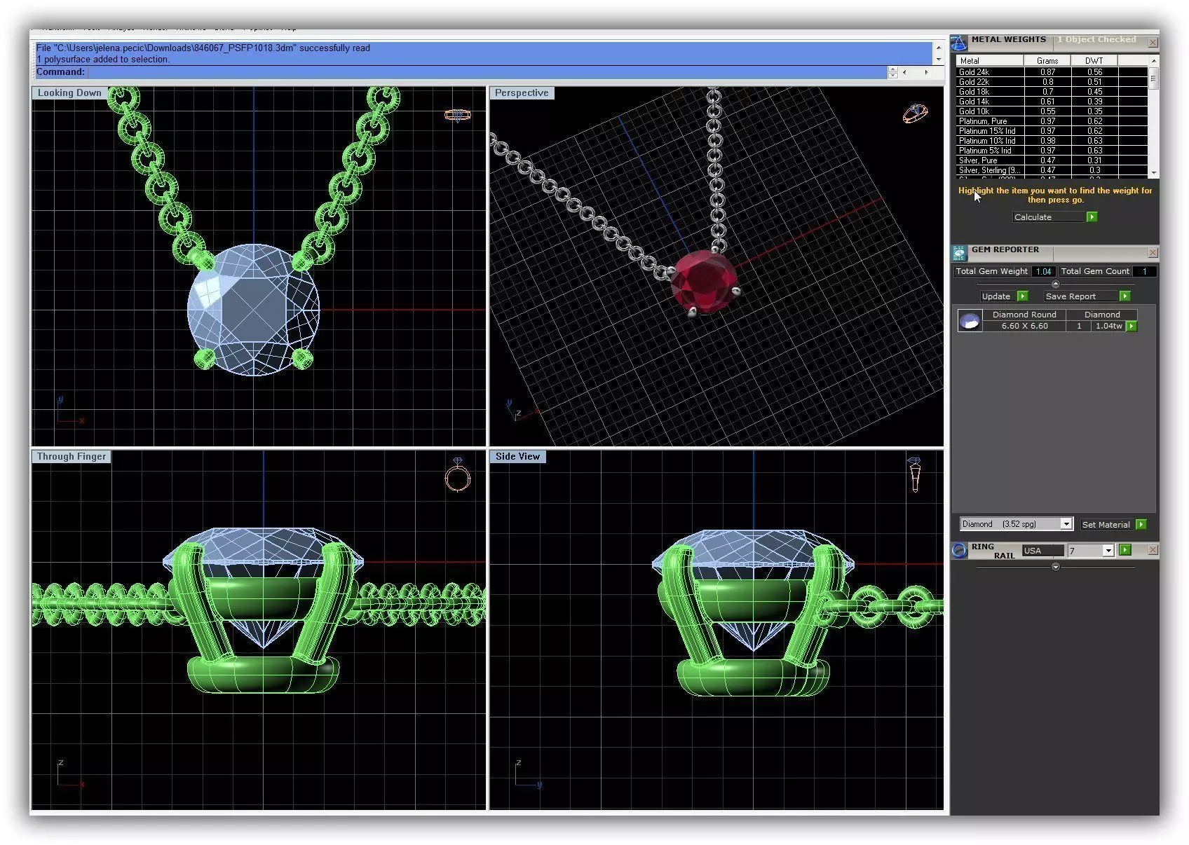 Necklace With Gemstone 3D print model_0