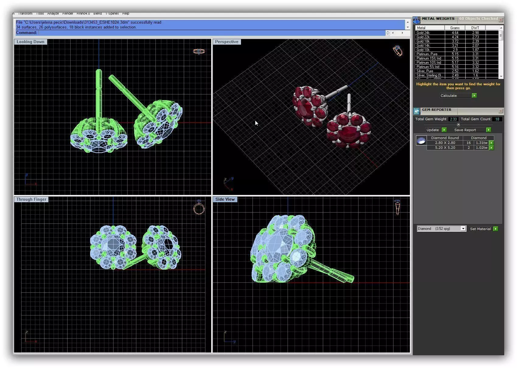 Flower Shaped Ear Studs With Ruby 1 3D print model_0