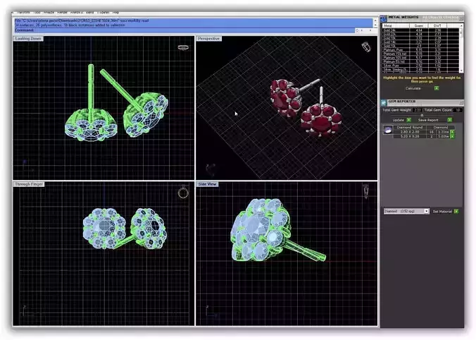 Flower Shaped Ear Studs With Ruby 1