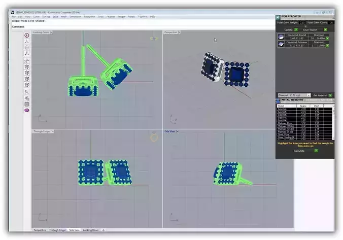 Square Shaped Halo Ear Studs With Sapphire 3D print model