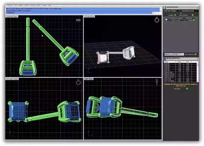 Square Ear Studs With Diamond