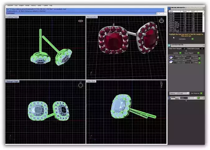 Squircle Shaped Halo Ear Studs With Ruby