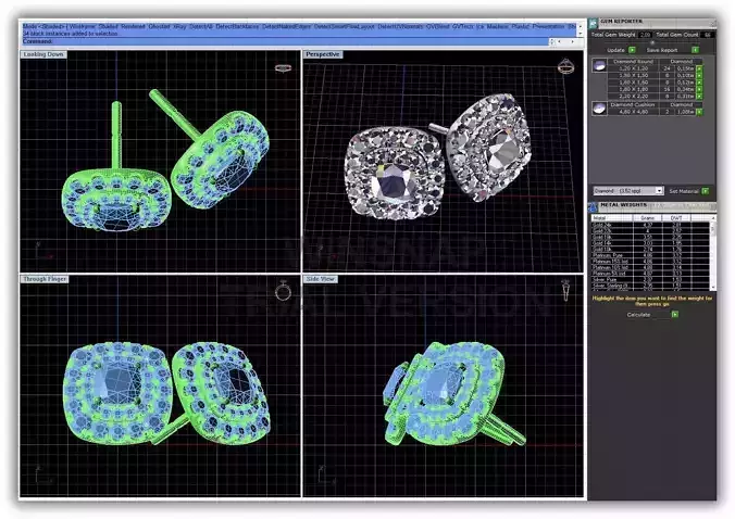 Squircle Shaped Halo Ear Studs With Diamonds 1