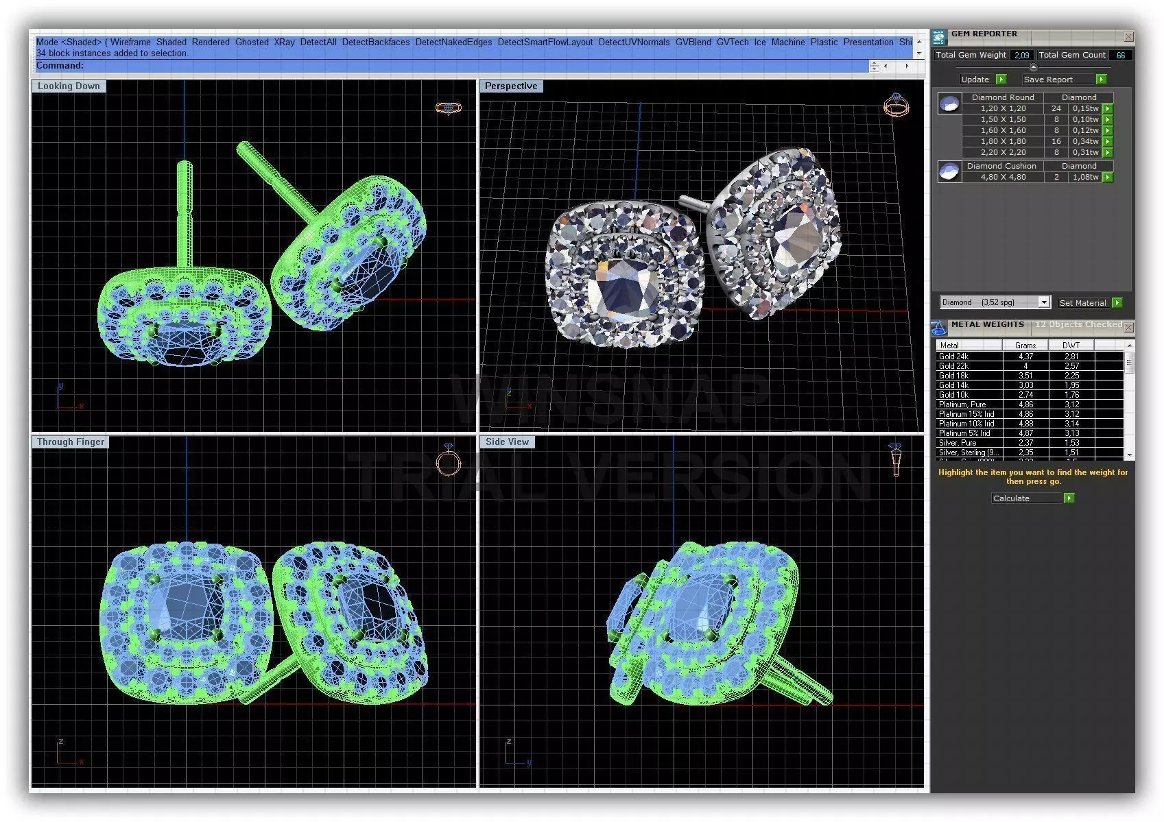 Squircle Shaped Halo Ear Studs With Diamonds 1 3D print model_0