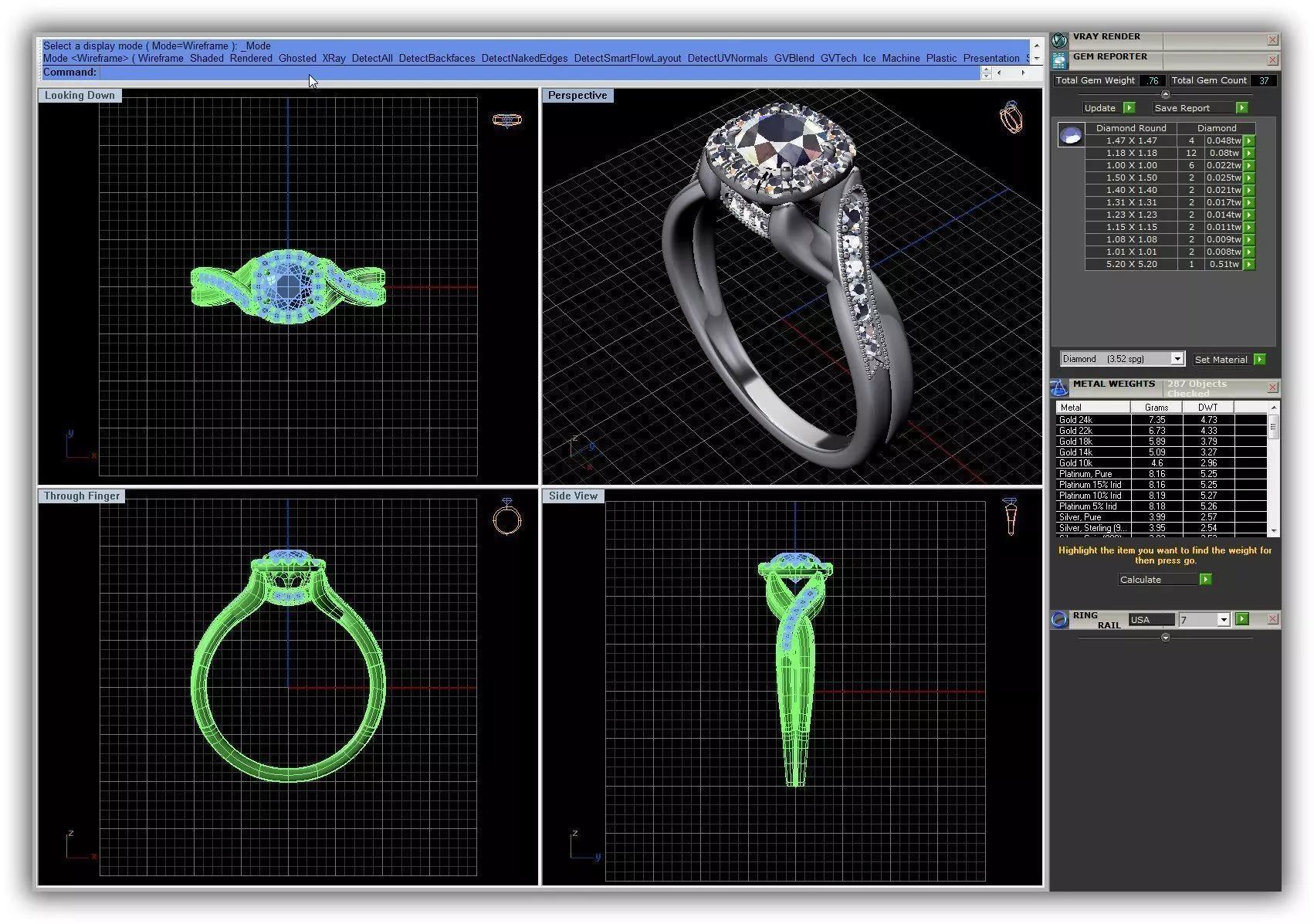 Twisted Square Halo Ring With Diamonds 7 3D print model_0