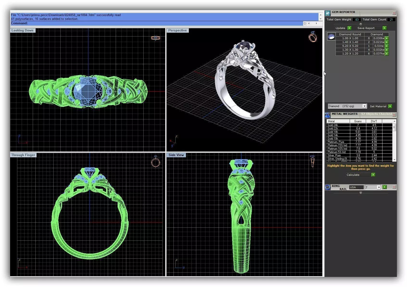 Engagement Ring With Diamonds 240 3D print model