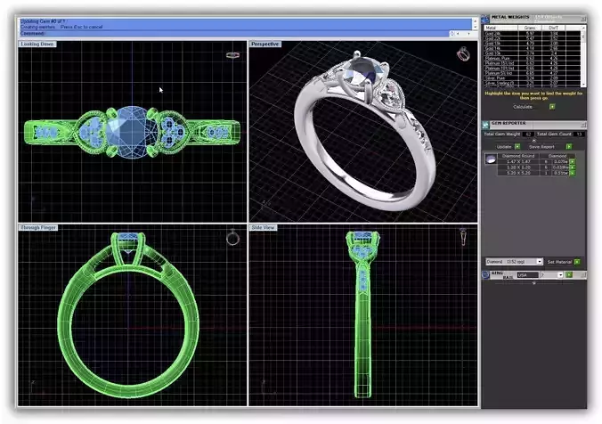 Silver Engagement Ring With Diamonds 114