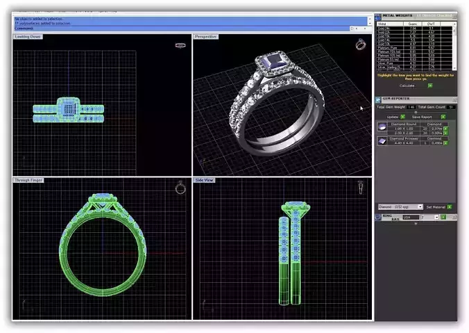 Square Halo Couple Rings With Diamonds