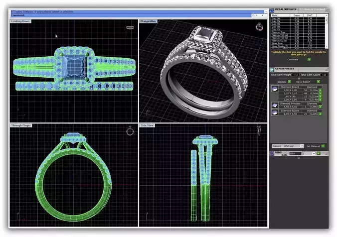 Square Halo Couple Rings With Diamonds 1