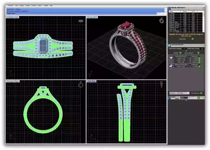 Octagon Shaped Halo Couple Rings With Gem