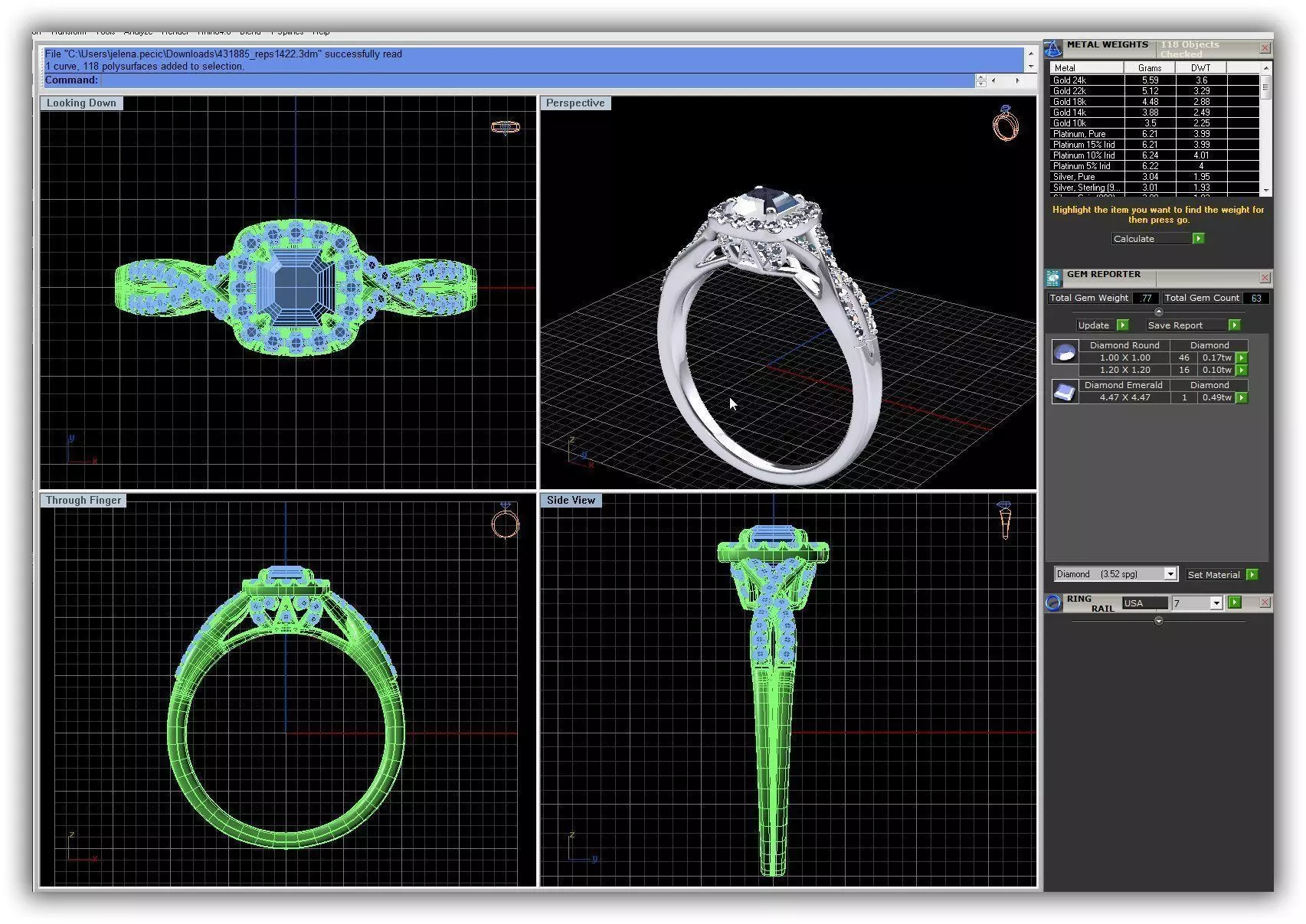 Twisted Square Halo Ring With Diamonds 8 3D print model_0