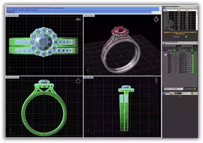 Flower Shaped Couple Rings With Gemstones