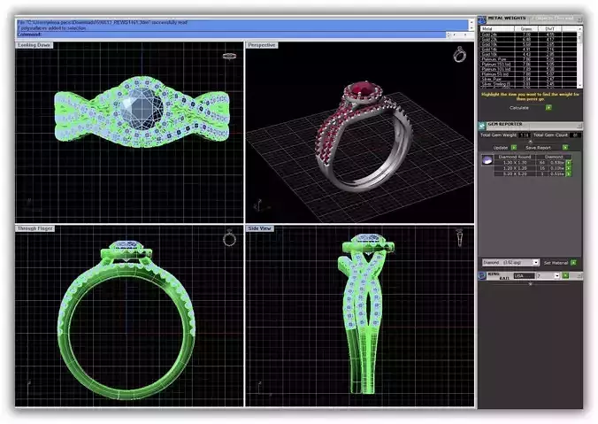 Twisted Round Halo Couple Rings With Gemstones