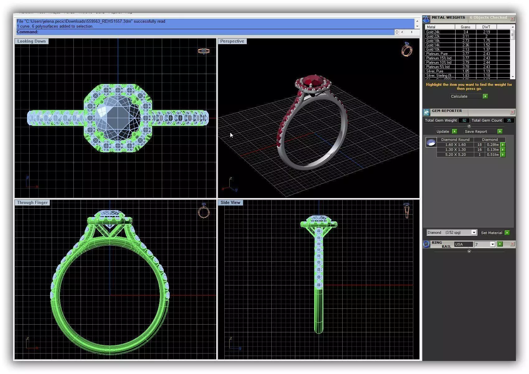 Octagon Shaped Halo Ring With Gemstones 2 3D print model_0