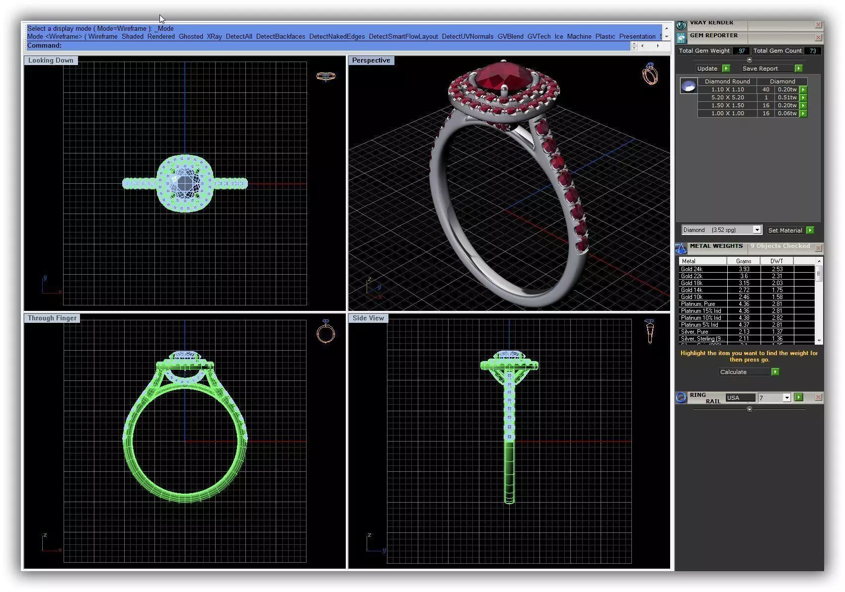 Squircle Shpaed Halo Ring With Ruby 3D print model_0
