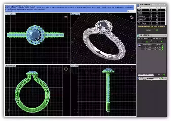 Round Shaped Halo Ring With Diamonds 10 3D print model
