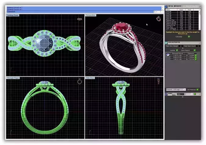 Twisted Round Halo Ring With Gemstones