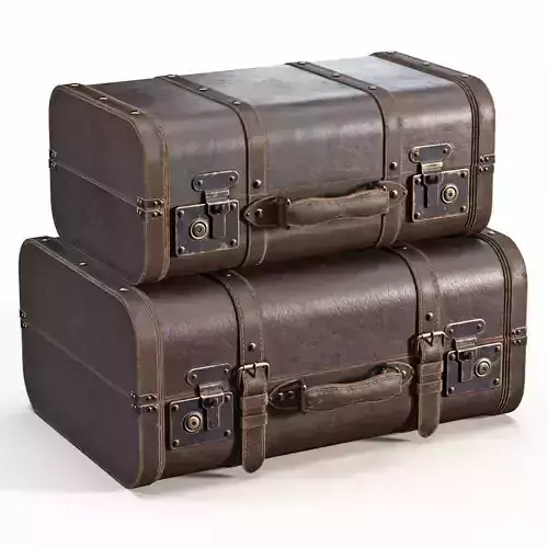 Brown Vintage Suitcases 3D model