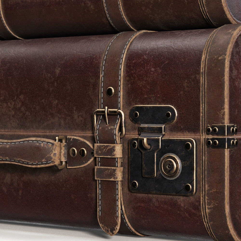 Brown Vintage Suitcases 3D model_3