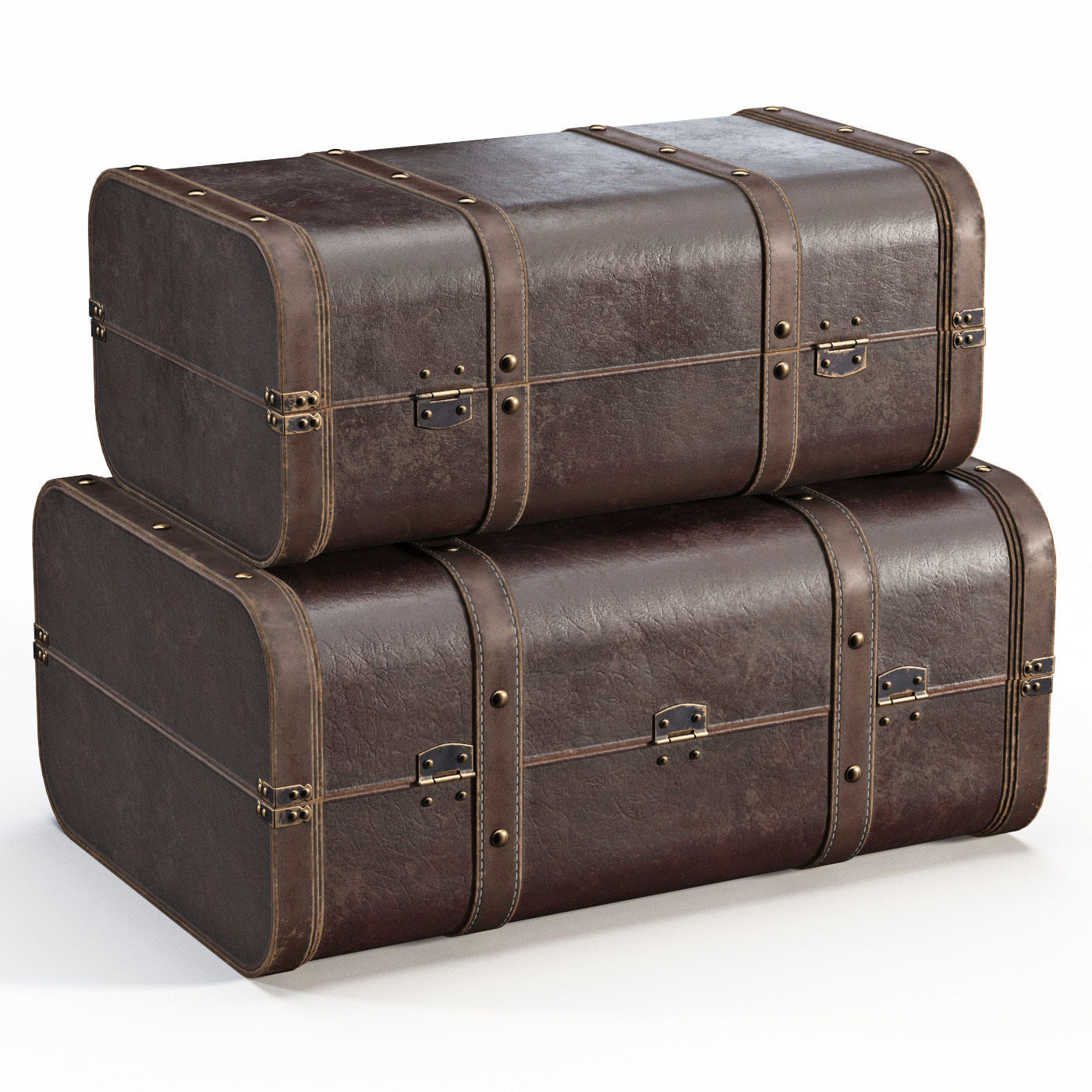 Brown Vintage Suitcases 3D model_1