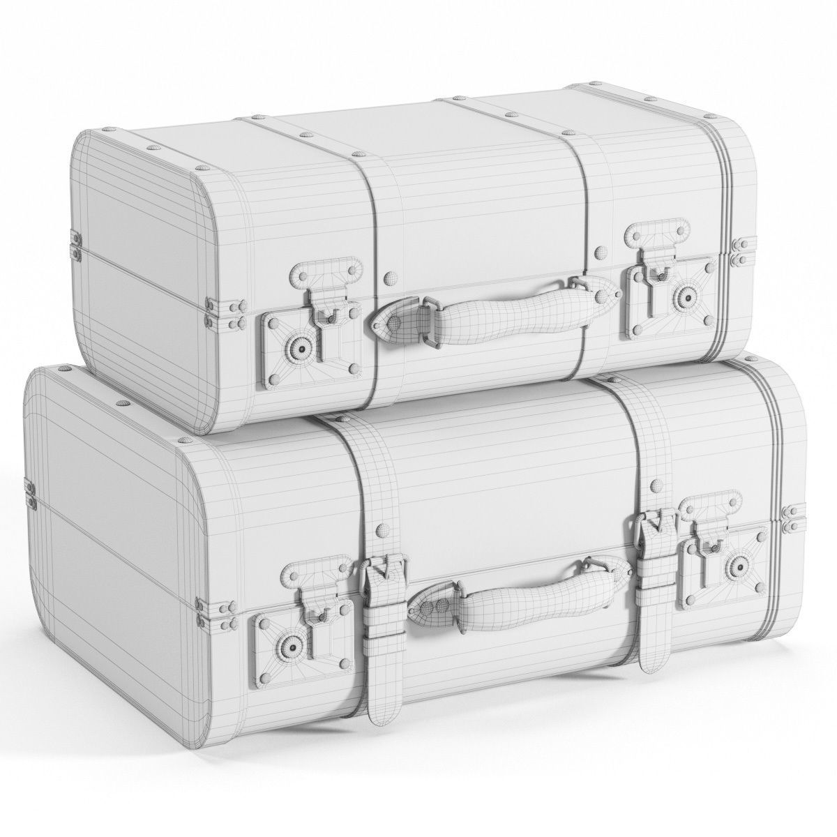 Brown Vintage Suitcases 3D model_4