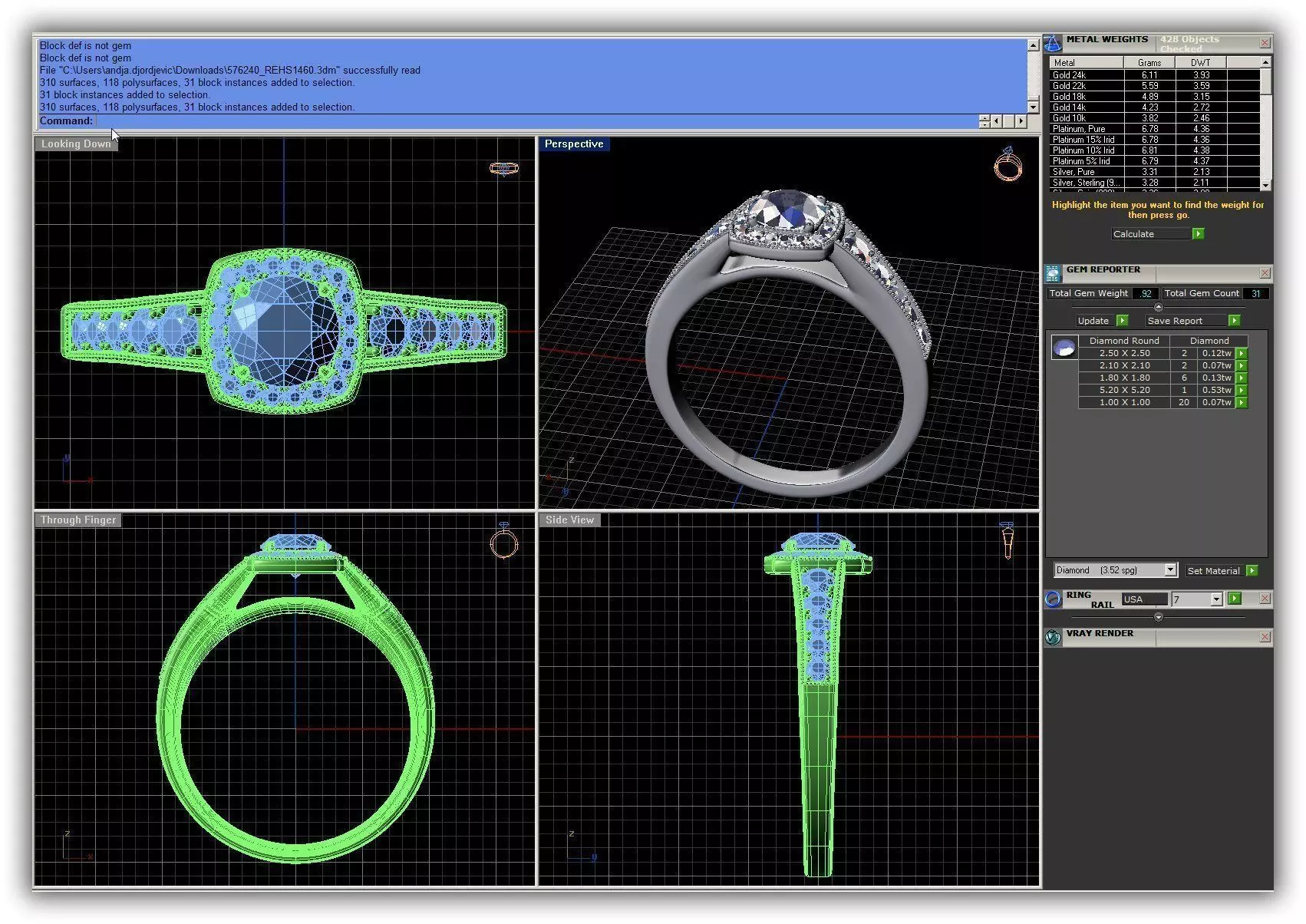 Square Shaped Halo Ring With Diamonds 1 3D print model_0