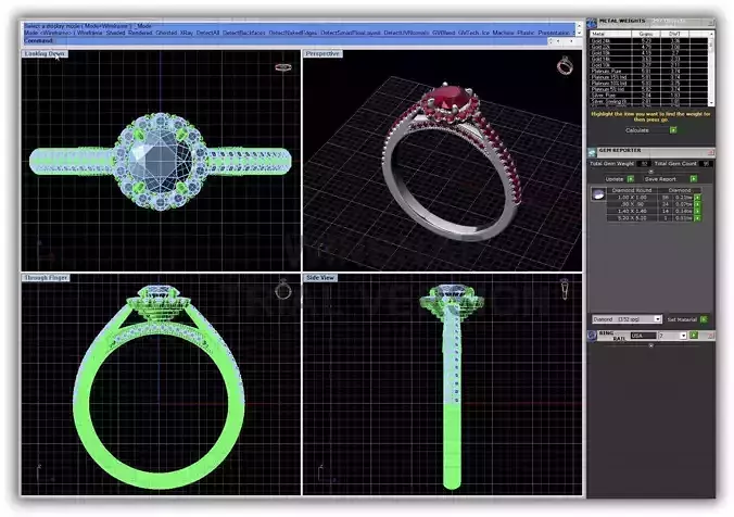 Flower Shpaed Halo Ring With Gemstones