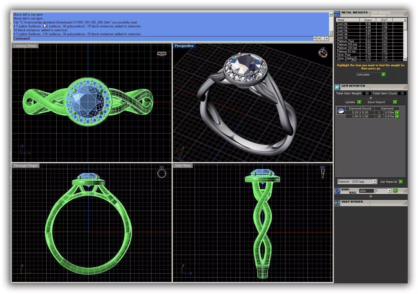 Twisted Round Halo Ring With Diamonds 3 3D print model_0