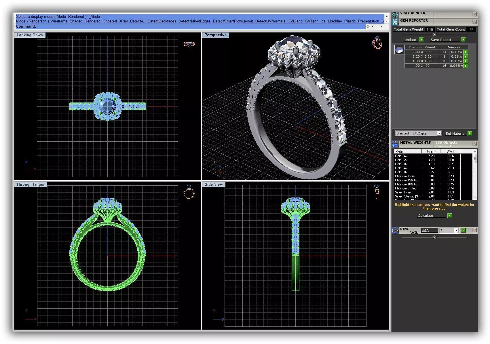 Squircle Shpaed Halo Ring With Diamonds 11 3D print model_0