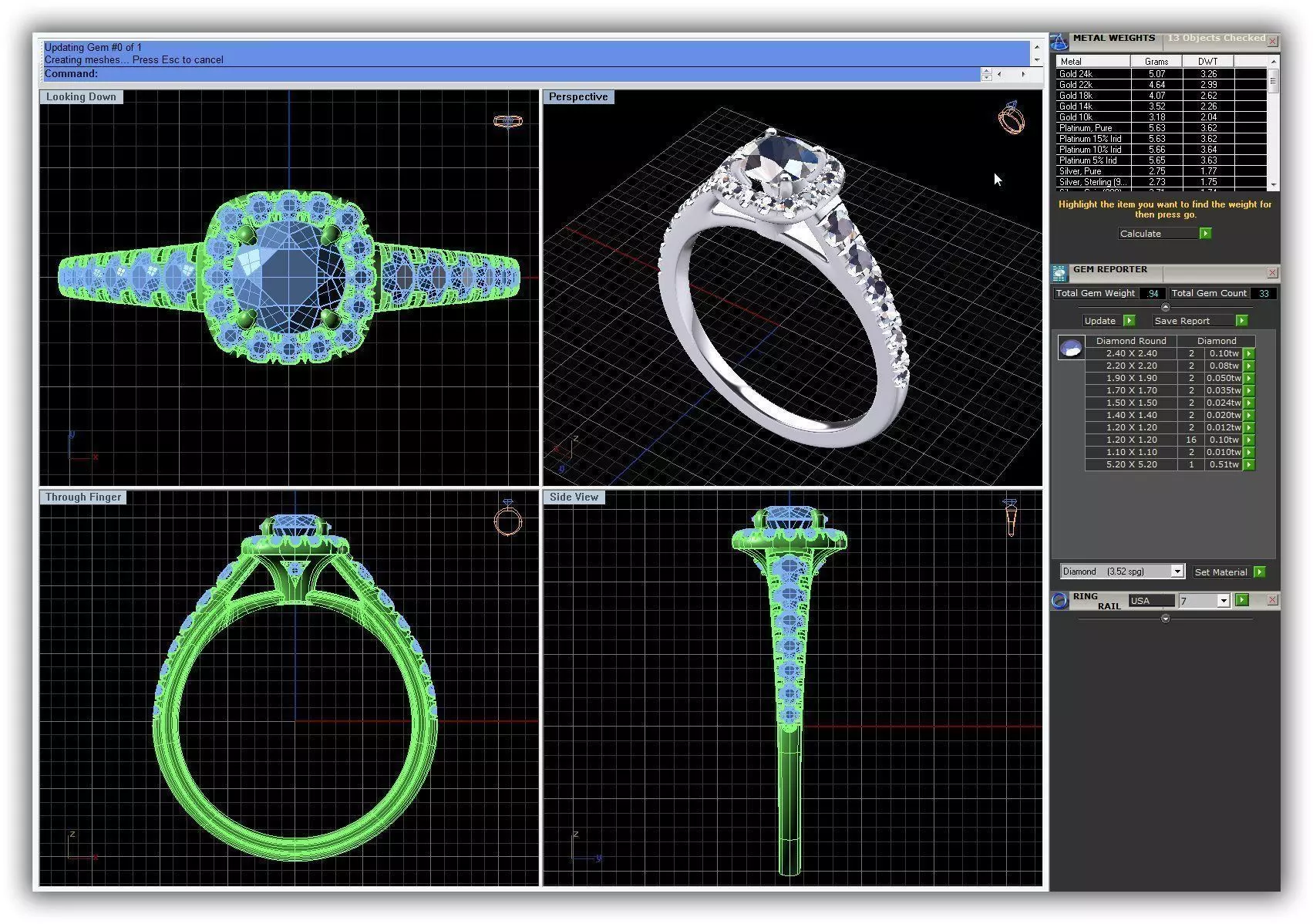 Squircle Shpaed Halo Ring With Diamonds 16 3D print model_0