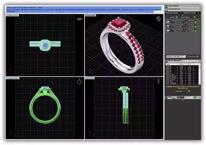 Squircle Shpaed Halo Couple Rings With Gem