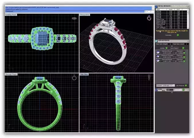 Square Shpaed Halo Ring With Gemstones