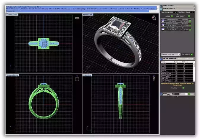 Square Shpaed Halo Ring With Diamonds