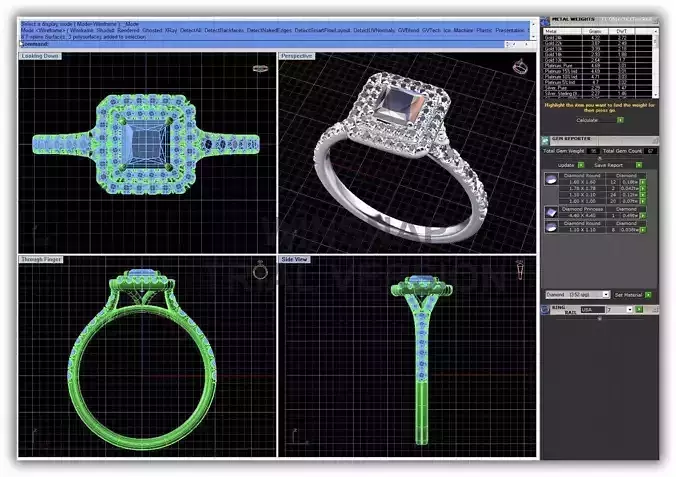 Square Shpaed Halo Ring With Diamonds 3