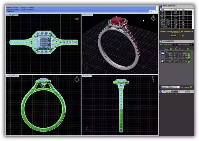 Octagon Shaped Halo Ring With Gemstones 3
