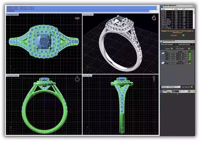Squircle Shpaed Halo Ring With Diamonds 23