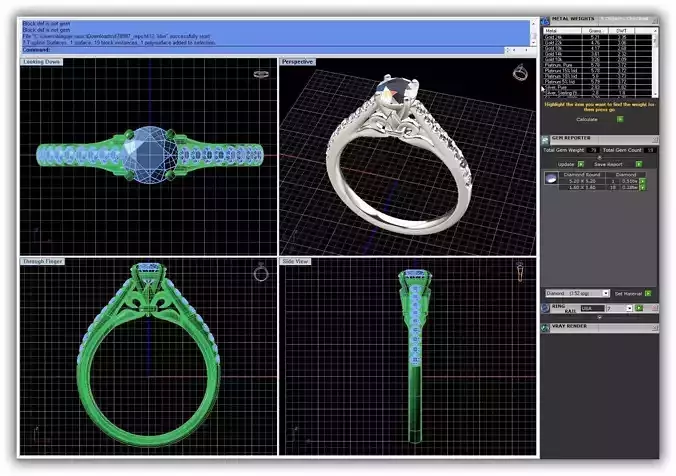 Silver Side Stone Ring With Diamonds 25