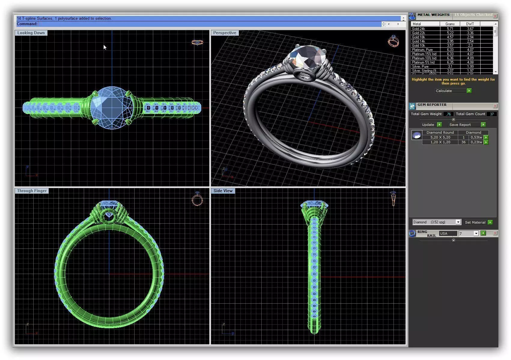 Side Stone Ring With Diamonds 21 3D print model_0