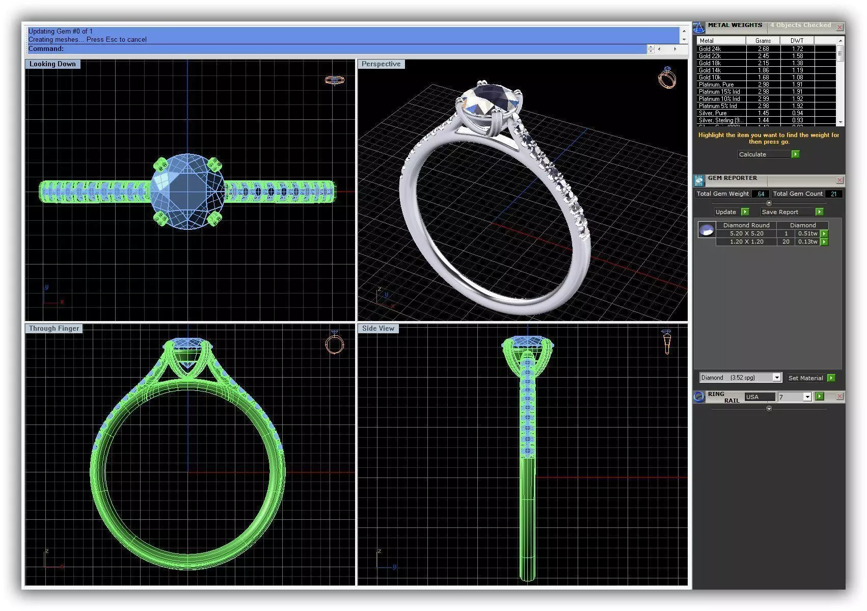 Silver Ring With Diamonds 25 3D print model_0