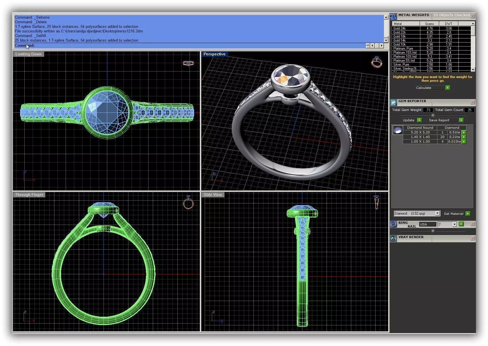 Side Stone Ring With Diamonds 25 3D print model_0