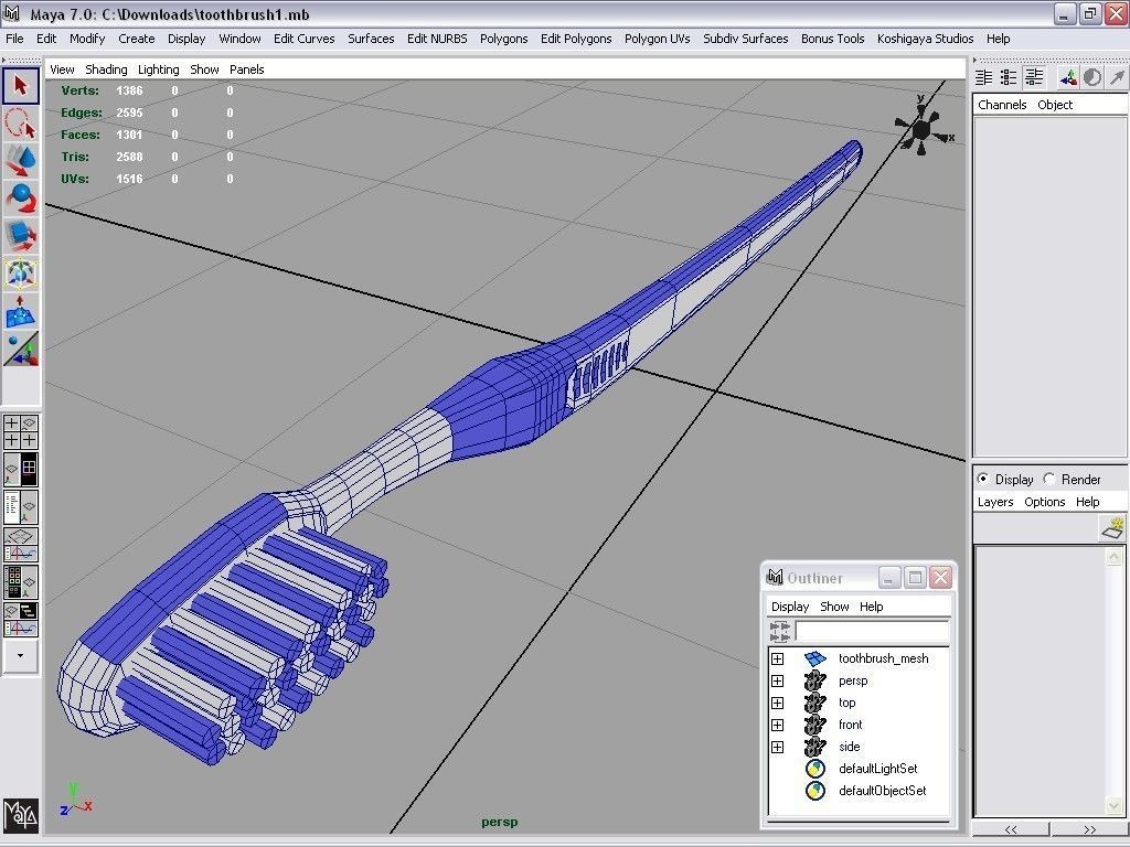 toothbrush Low-poly 3D model_3