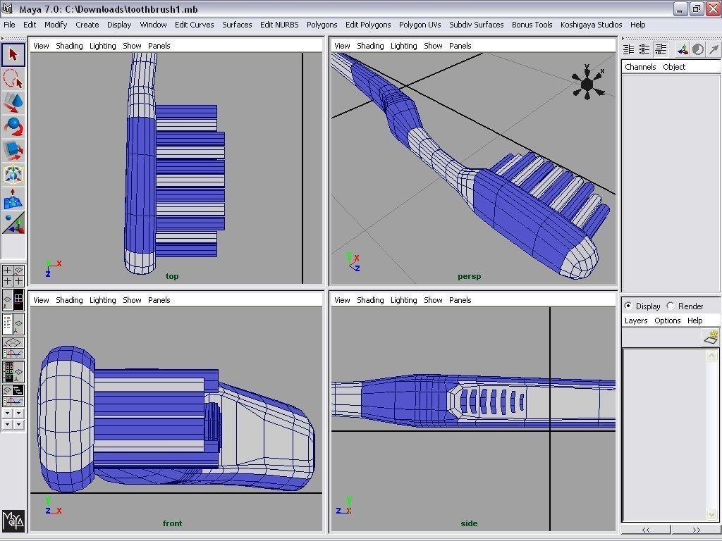 toothbrush Low-poly 3D model_4