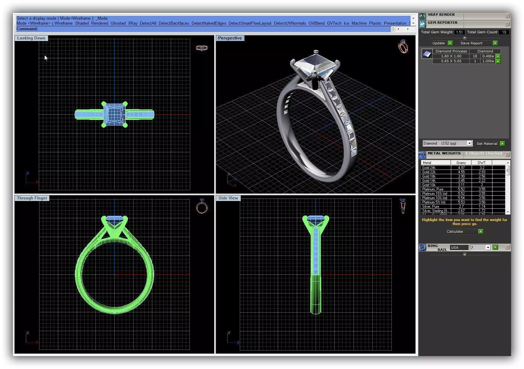 Princess Cut Diamond Engagement Ring 1 3D print model_0